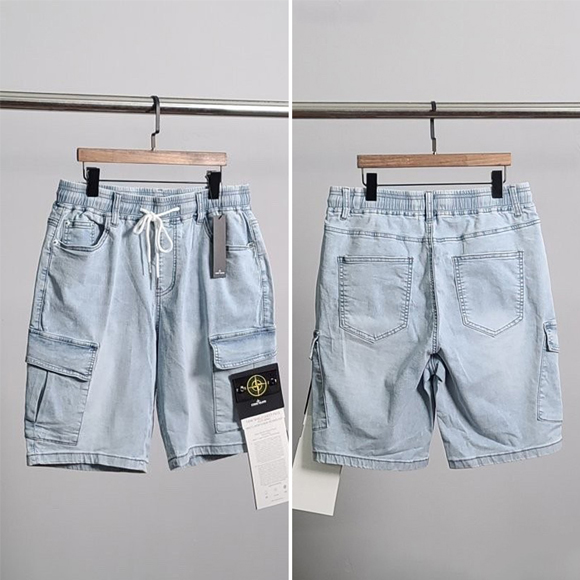 ST 사선포켓 아이스 연청 반바지